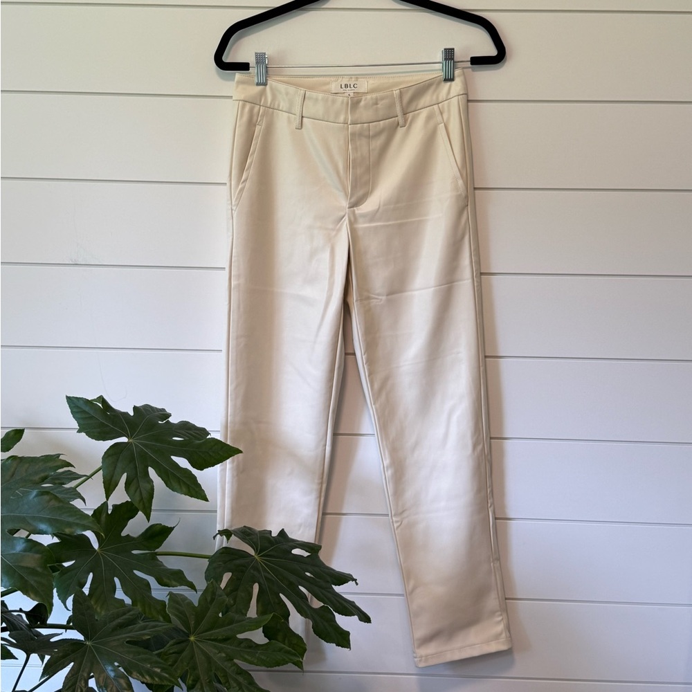 LBLC the Label The Franny Trouser Ivory Faux Leather Pants S Preppy Classic Yaht